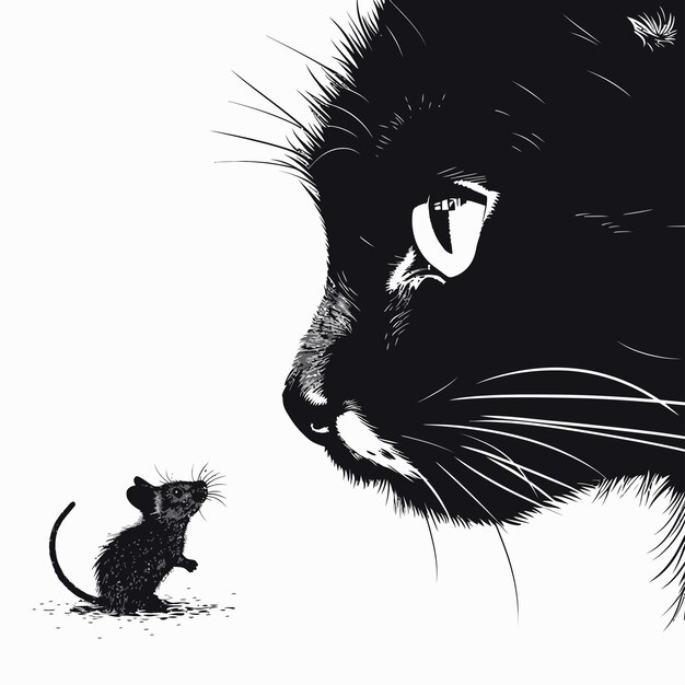 Vektor cat_and_mousevector_illustration