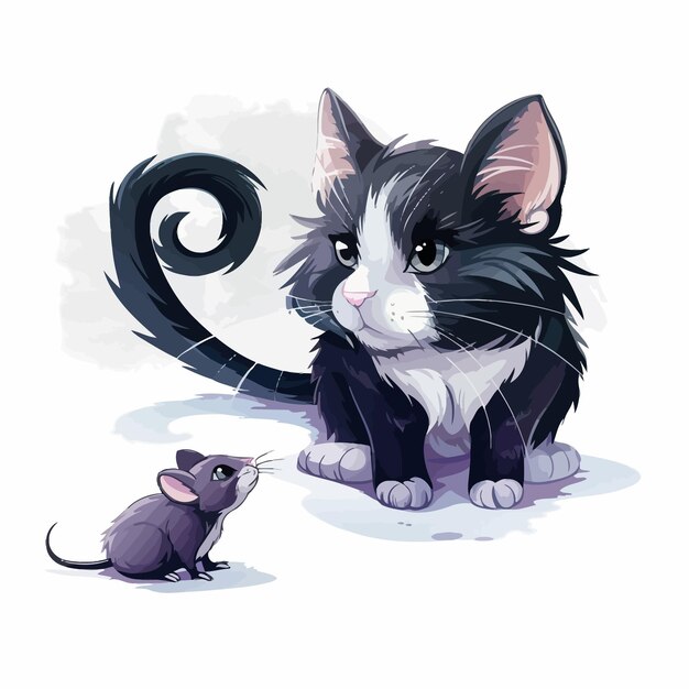 Vektor cat_and_mousevector_illustration