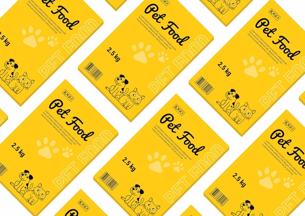 Vektor cat dog food label design set abstrakte gelbe schwarze farbe vektorverpackungsdesign-layouts sammlung