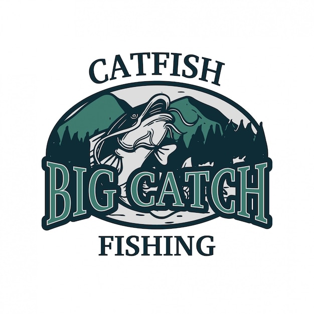 Catfish big catch fishing-logo