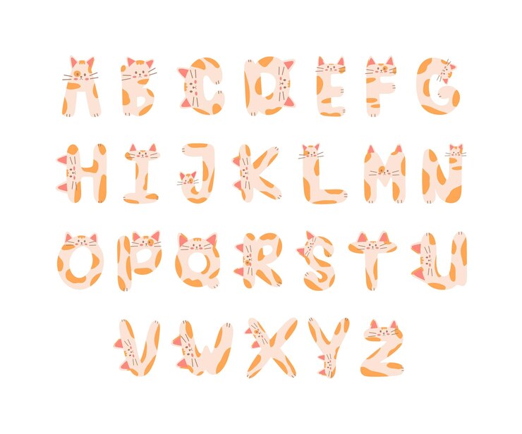 CatThemed Alphabet Clipart Collection Aktienvektor