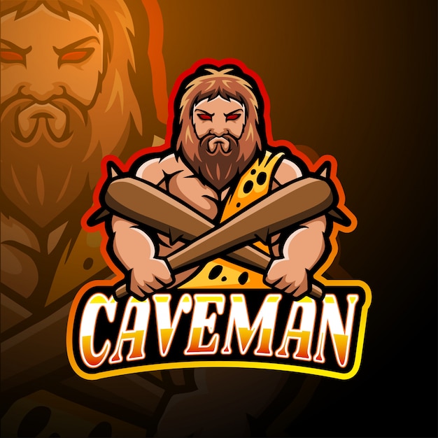 Caveman esport logo maskottchen design