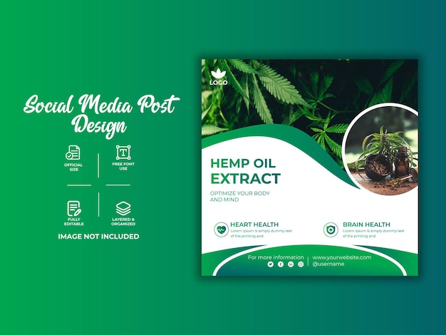 Cbd naturhanf banner social media oder webbanner und post instagram banner template premium