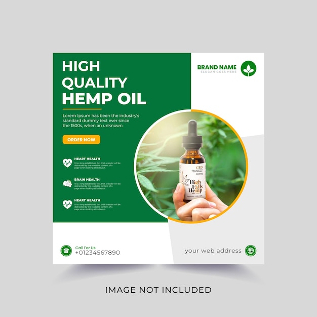 Cbd oder hanf social media post banner template design