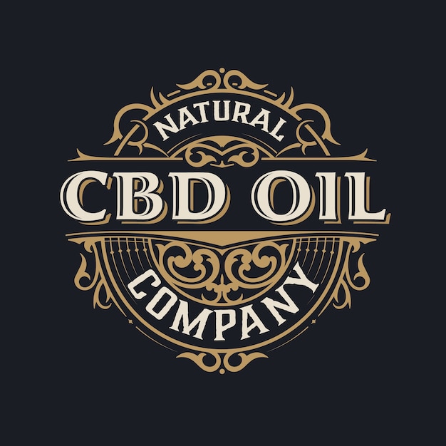 Cbd-öllogo. vintage-stil.