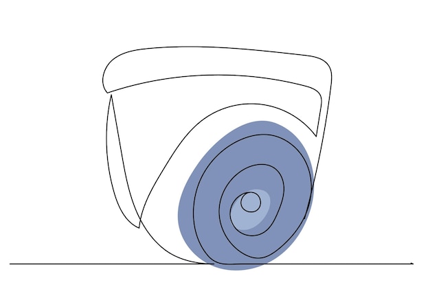 Cctv-kamerazeichnung durch einen durchgehenden linienvektor