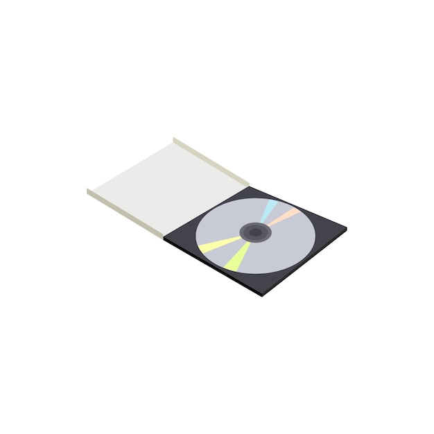 Vektor cd-box-symbol im cartoon-stil auf weißem hintergrund