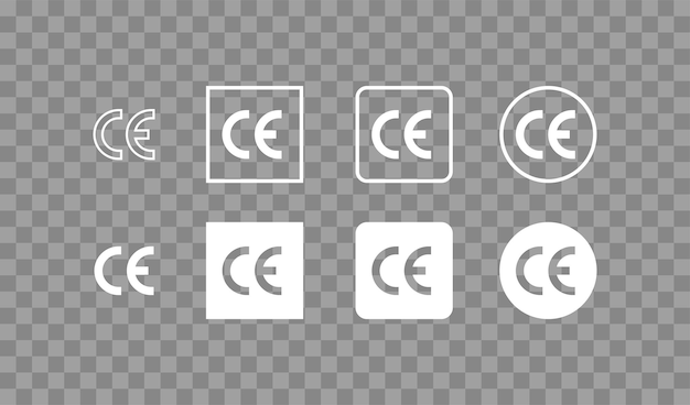 CE-Zeichen-Set-Symbol Europäisches Zertifikat Vektor flach