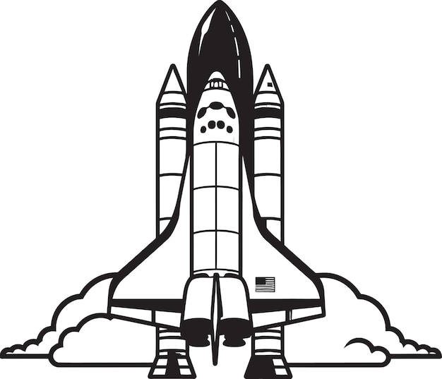 Celestial Conqueror Vector Rocket Design in Noir Stellar Soarer Schwarze Ikone der Weltraumrakete