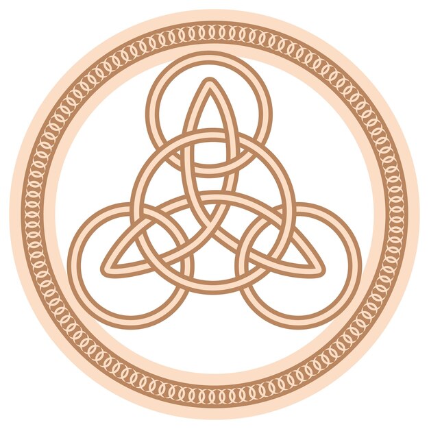 Vektor celtic trinity knot anhänger beige trendiges design mit runen