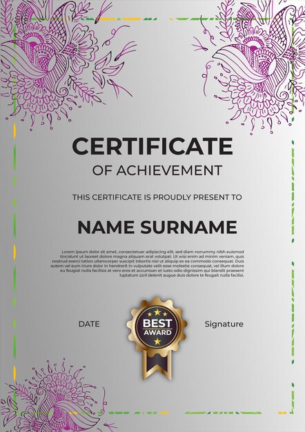 Certificate design vorlage