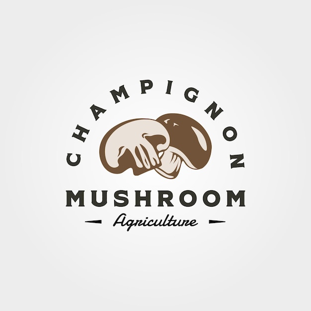 Champignon-pilz-logo im vintage-vektor-illustrationsdesign