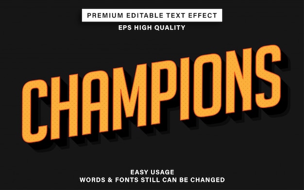 Vektor champions text style-effekt