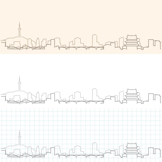 Vektor changsha handgezeichnete profil-skyline