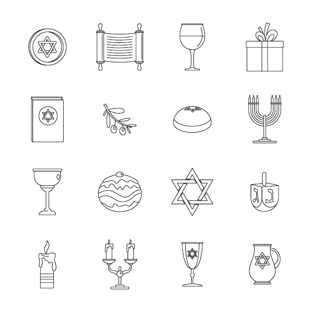 Chanukah jüdische feiertagsikonen eingestellt