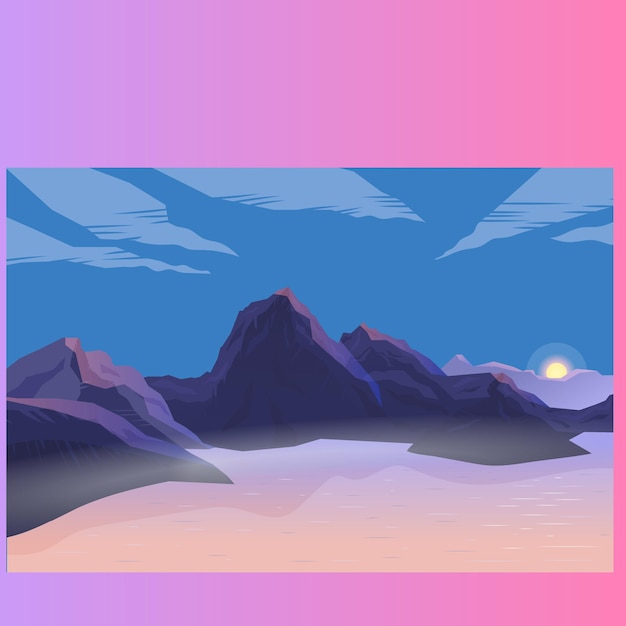 Chaos-Stil Berglandschaft Vektor Aquarell Muster Poster