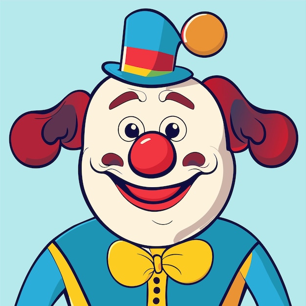 Charakter eines Clowns, der ein Radfahrrad fährt, handgezeichnet, flach, stilvoll, Cartoon-Sticker-Ikonenkonzept isoliert