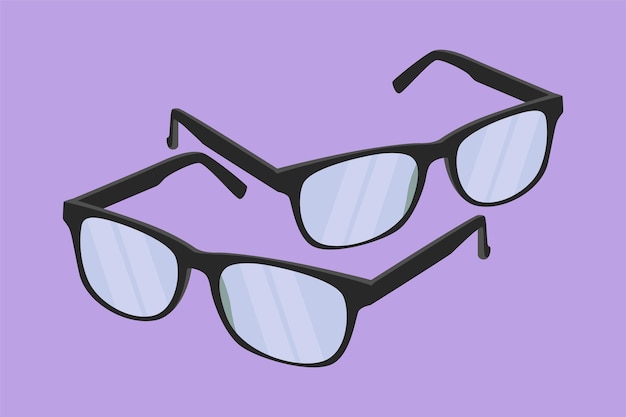 Charakter flache zeichnung stilisierte brillen-logo-etikett moderne modische brillen mode-lesebrillen saubere brillen für optische shop-logo-symbol-vorlage cartoon-design-vektorillustration