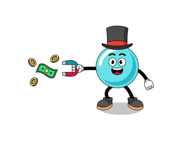 Charakter Illustration der Blase, die Geld mit einem Magneten fängt