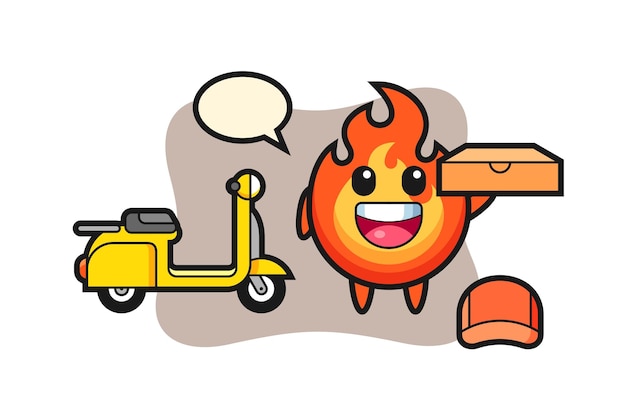 Charakter illustration des feuers als pizzabote