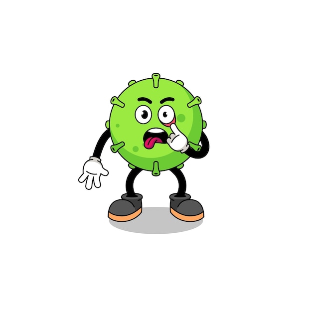 Charakter illustration des virus mit herausgestreckter zunge