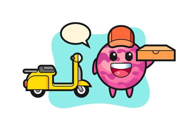 Charakter Illustration eines Eisportionierers als Pizzabote