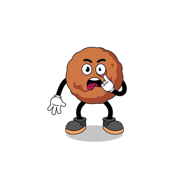 Charakter Illustration von Fleischbällchen mit herausgestreckter Zunge Charakterdesign