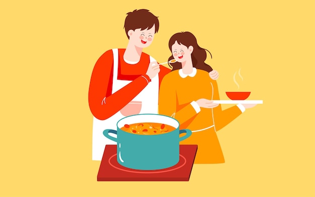 Charakter Küche Essen Illustration Urlaub Familienessen gesunde Ernährung Poster