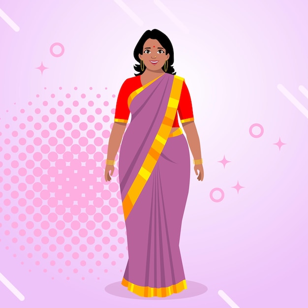 Charakterdesign der indischen hausfrau