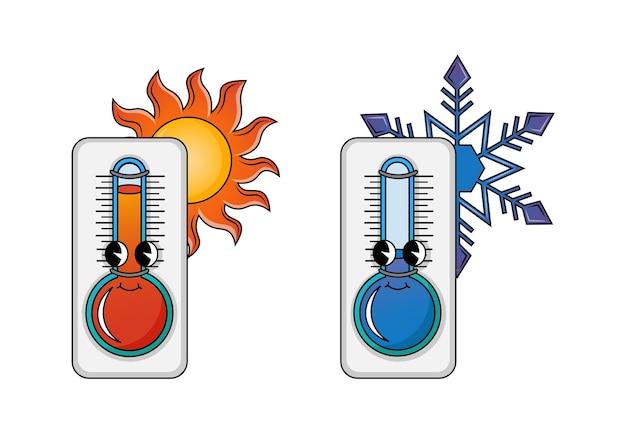 Vektor charakteren meteorologische thermometer im cartoon-stil der 70er jahre vektor-illustration isoliert auf weißem hintergrund