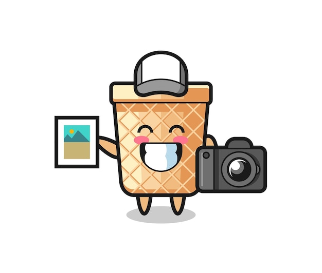 Charakterillustration des waffelkegels als fotograf