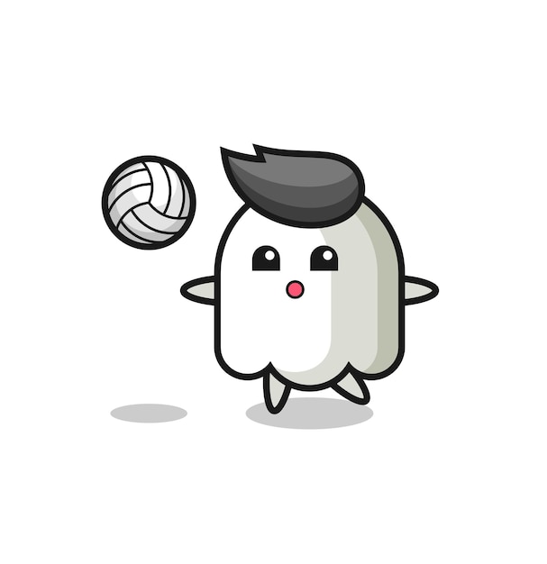 Charakterkarikatur des geistes spielt volleyball