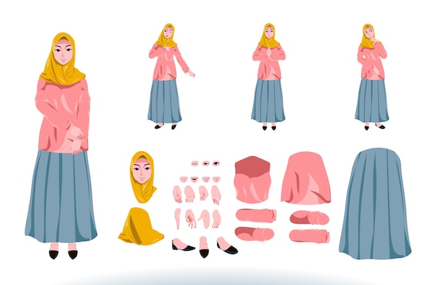 Vektor charaktervektor muslimischer hijab