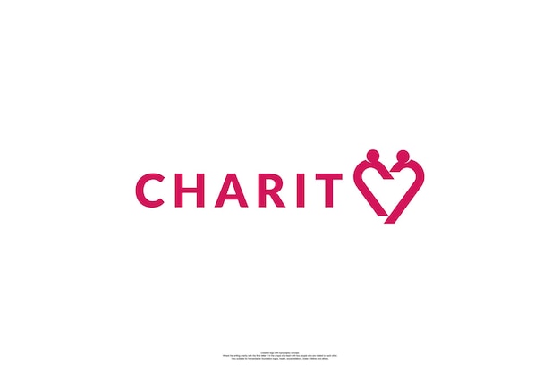 Charity-Typografie-Logo mit dem Buchstaben Y in Form eines Herzens und eines Symbols für zwei Personen