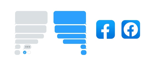 Chat-Attrappe Flache blaue Facebook-Chat-Vektor-Redaktionsillustration