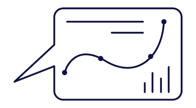 Chat-blase mit diagrammsymbol. nachricht mit statistischer datenanalyse