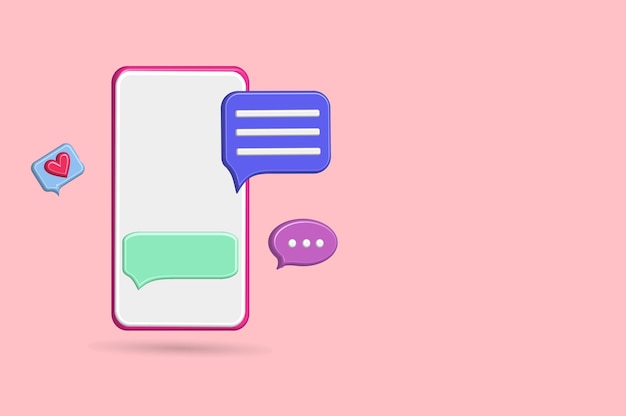 Vektor chat-blase-smartphone-symbol mit violetter farbe und rosa hintergrund für ihren social-media-beitrag