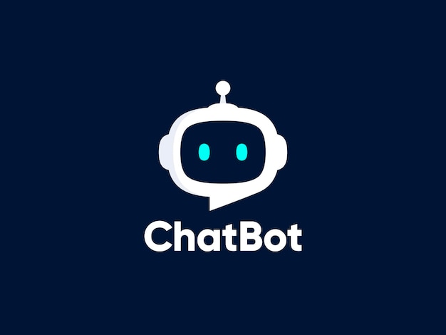 Chat-Bot-Logo-Design-Konzept Virtueller intelligenter Assistent Bot-Symbol Robot-Kopf mit Sprachblase