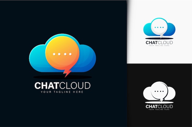 Chat cloud logo design mit farbverlauf