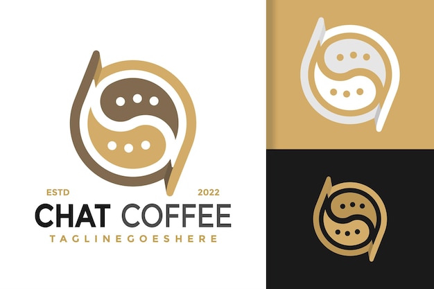 Chat-Coffee-Shop-Logo-Design-Vektor-Illustrationsvorlage