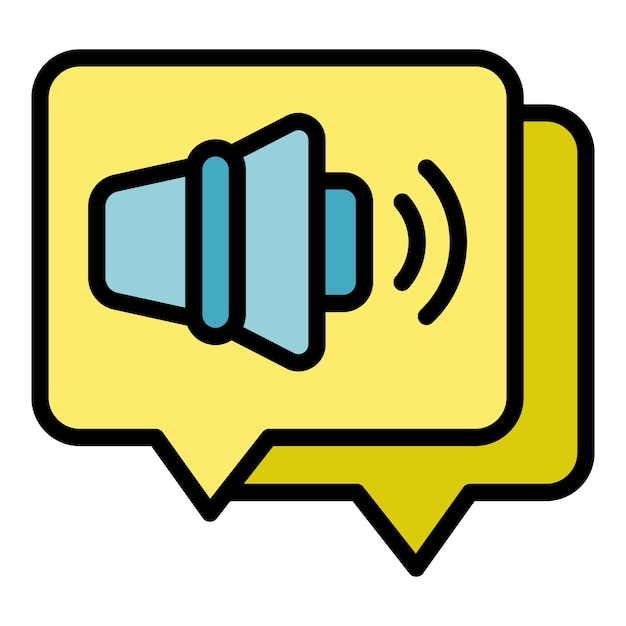 Chat-Megafon-Symbol Umriss-Vektor Kol-Führer soziale Medien Farbflach