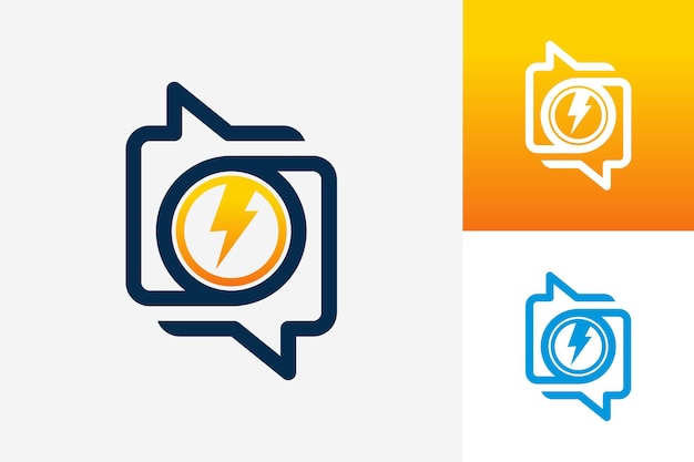 Chat power logo template design vektor, emblem, designkonzept, kreatives symbol, icon