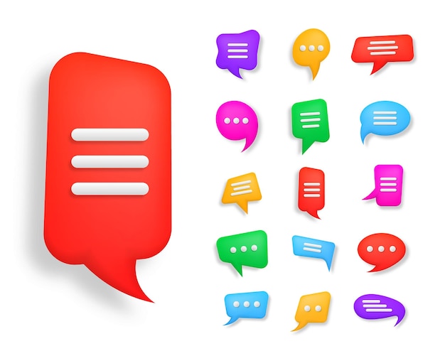 Chat-Symbol 3D-Stil-Piktogramm für Webdesign UI Mobile App Infografik