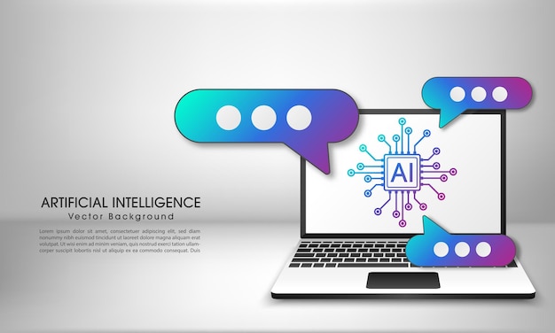 Chatbot-Assistent-Anwendung Konzeptdesign für Künstliche Intelligenz-Technologie Maschinelles Lernen und Generieren per Chip KI-Chatbot-Dienst Vektorillustration für Banner und Web-Vorlage