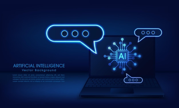 Chatbot-Assistent-Anwendung Konzeptdesign für Künstliche Intelligenz-Technologie Maschinelles Lernen und Generieren per Chip KI-Chatbot-Dienst Vektorillustration für Banner und Web-Vorlage
