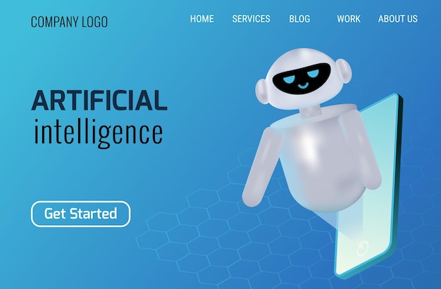 Chatbot-Assistent in Roboterform mit künstlicher Intelligenz im 3D-Stil