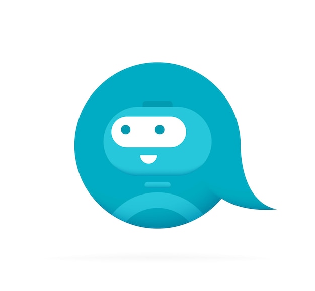 Chatbot-Charakter auf der Nachrichtenschachtel Sprachblase Schöne 3D-Bot-Zeichen Chatbot-Logo-Design