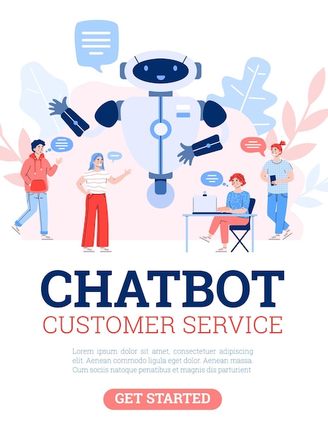 Chatbot-Kundendienst ein Vektorbanner oder Poster mit Text