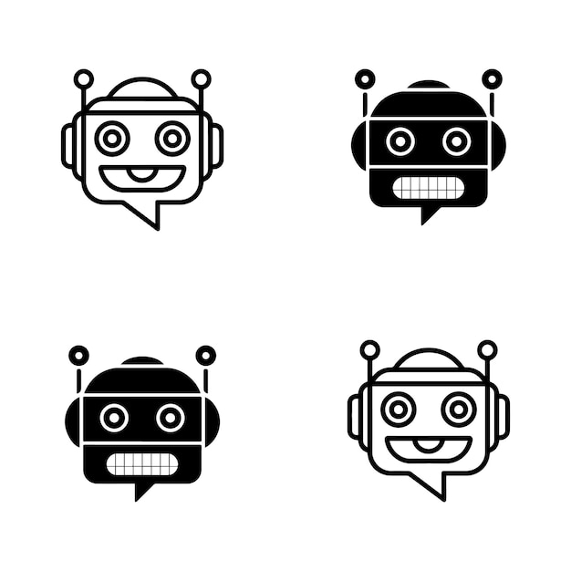 Chatbot-Roboter-Satz-Ikonen-Vektor-Illustration