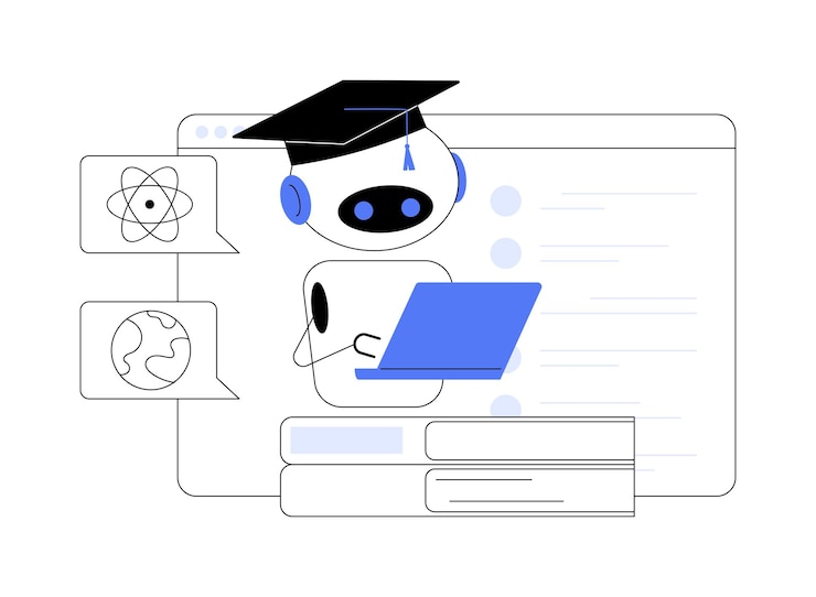 Vektor chatbot selbstlernende abstrakte konzeptvektorillustration